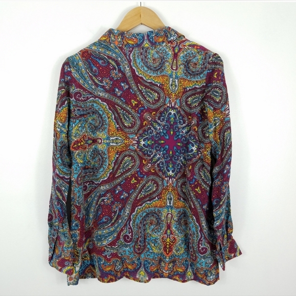 Elorie Silk Paisley Long Sleeve Button up Blouse - Picture 8 of 8
